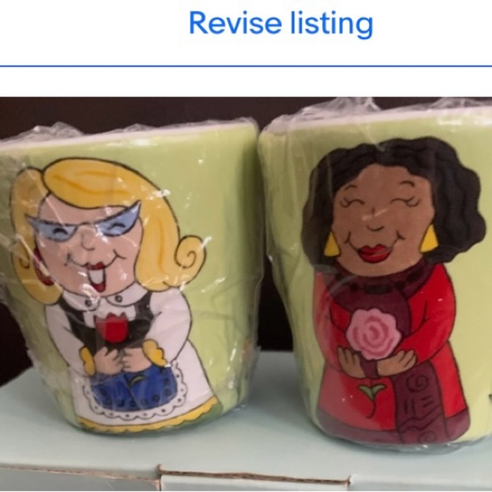 PartyLite Garden Gals Pair Votive Ceramic Candle Holders NIB